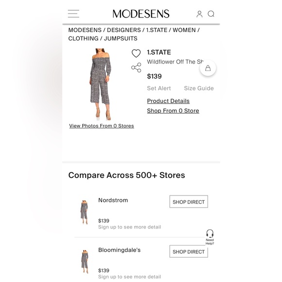 NWOT Revolve 1. State Smocked Off the Shoulder Wildflower Floral Jumpsuit Medium - Picture 9 of 9